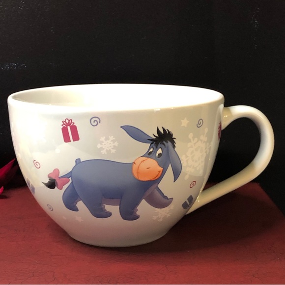Disney Eeyore Oversized Light Blue Mug w/Snowflakes & Presents. - Picture 2 of 9